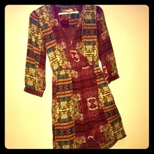 Low neck southwestern print dress
